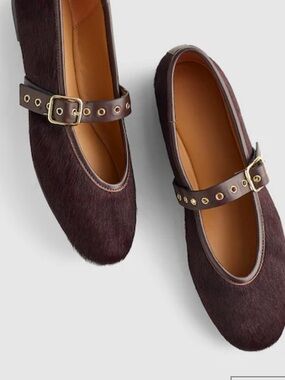 Madewell Remy Calf Hair Mary Jane Flat in Chocolate Raisin